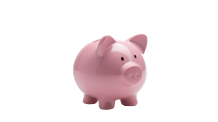 Pink piggy bank isolated on transparent and white background.PNG image.