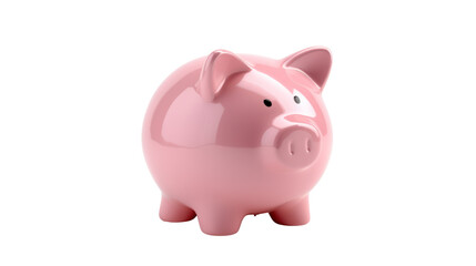 Pink piggy bank isolated on transparent and white background.PNG image.