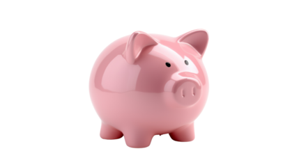 Pink piggy bank isolated on transparent and white background.PNG image.
