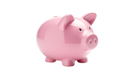 Pink piggy bank isolated on transparent and white background.PNG image.
