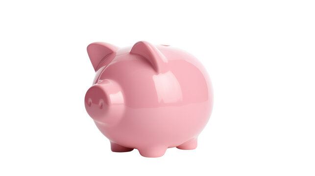 Pink piggy bank isolated on transparent and white background.PNG image.