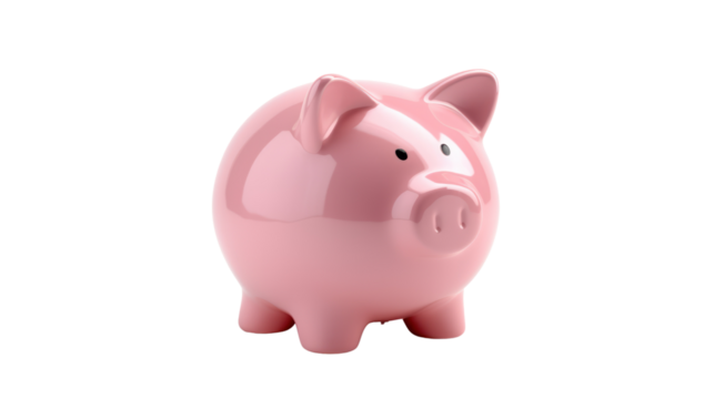 Pink piggy bank isolated on transparent and white background.PNG image.