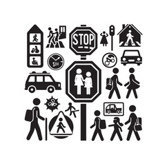 School Traffic Sign, children sign. School crossing, vector illustration