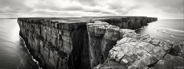 black and white High cliff panorama
