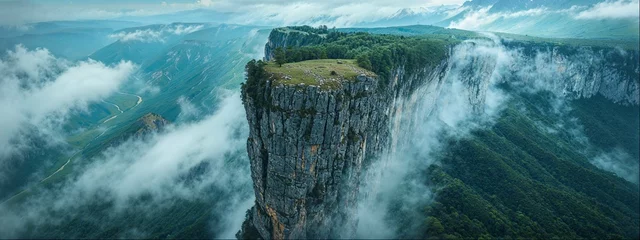 Gordijnen Heavenly cliff 8K panorama © VRKit360