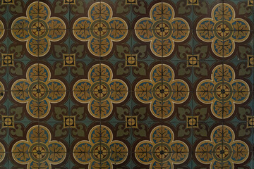 ceramic tile, vintage ornate pattern, abstract geometry