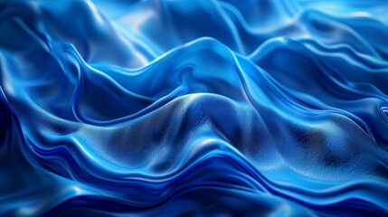 Silky blue fabric waves in an abstract design