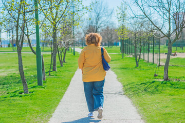  Overthinned middle aged woman thinking about something, crisis of middle age and problems among overweight people