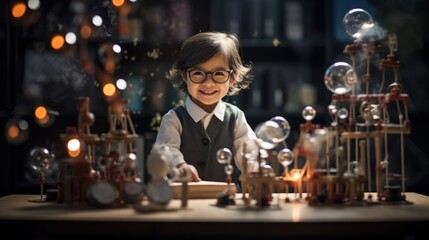 Little girl dreaming to be a scientist.
