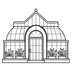 Vector outline icon of a plant greenhouse, perfect for gardening and agriculture designs.