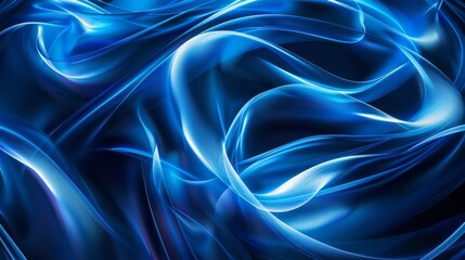 Fototapeta premium Silky blue fabric flowing in an abstract design