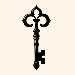 Antique key. Vector illustration in a flat style.