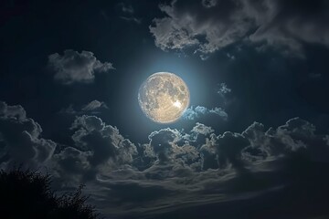Fototapeta na wymiar 雲の間から覗く月