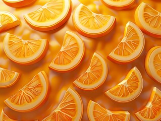 imagem de fundo cor de laranja formada por fatias de laranjas maduras