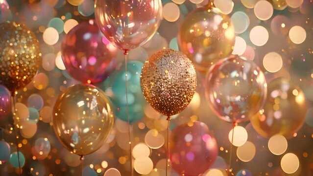 Balloons with glitter on a sparkly background
