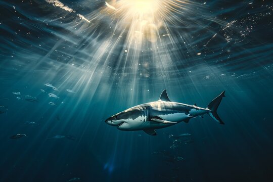 shark and sun rays