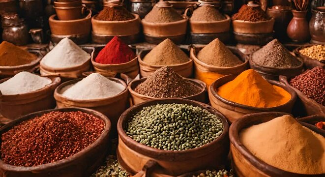 Spice shop in an Arab bazaar.