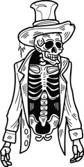 isolate skull character flat illustrator on background