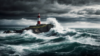 Storm Sea with Lighthouse