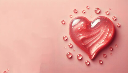 Abstact red pink heartshape splash droplet for romantic wallpaper, generative ai