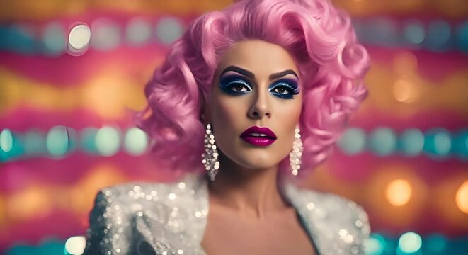Transgender woman with elegant makeup.