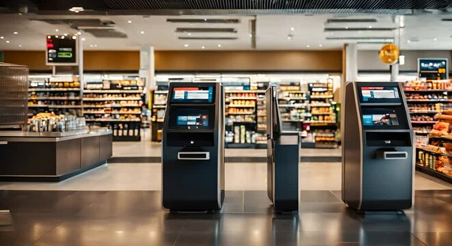 Self-checkout in a store.