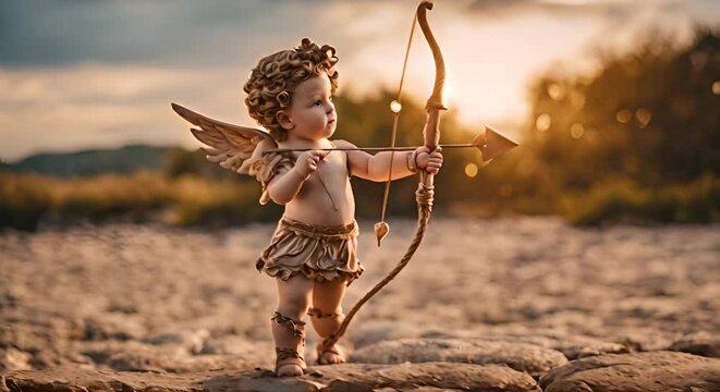 Cupid with arrow of love. Valentine's Day.