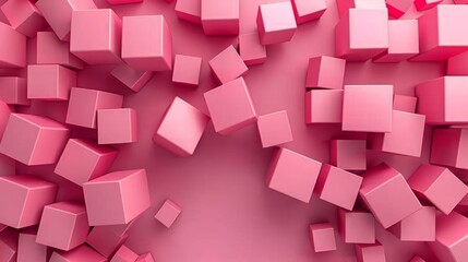 Scattered pink cubes on a monochromatic background.