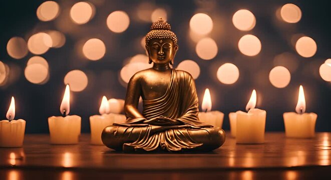 Buddha with candles.