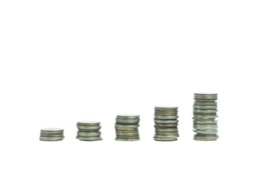 A stack of coins is shown in a row, with the bottom coins being the smallest
