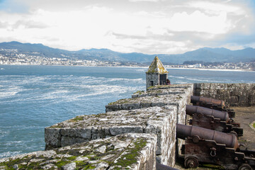 At Baiona - Spain -  on november 2023 - old fortress of monte boi or monte real, overlooking the...