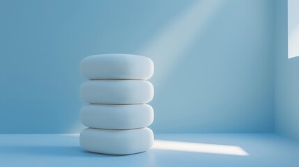stack of white stones on a blue background