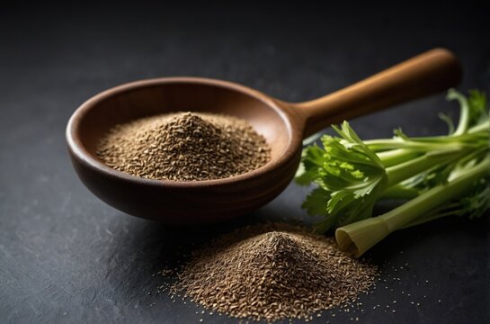 Celery seed powder on a black background.
