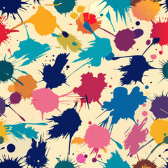 Seamless Pattern Featuring Abstract Paint Splatter, Artistic Background, Creative Illustration