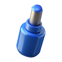 3d Blue nail polish isolated on transparent background