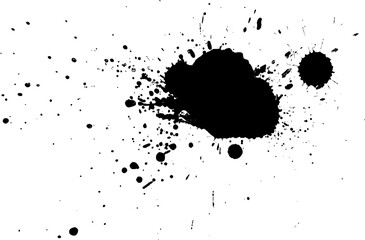 black ink dropped splatter splash on white background grunge graphic element