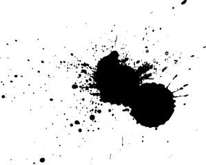 black ink dropped painting splash splatter on white background