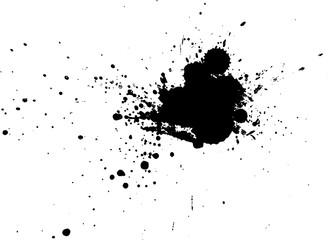 black ink painting splash splatter on white background