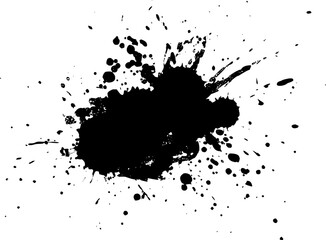 black ink splash splatter on white background - obrazy, fototapety, plakaty