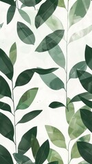 Abstract leaf silhouettes in varying shades of green