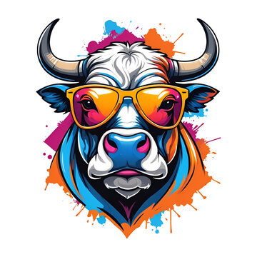A detailed illustration of a Bull for a t-shirt design, wallpaper and fashion