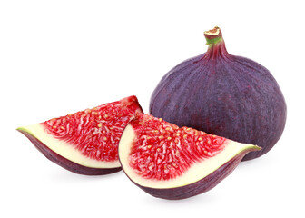 Fig fruits with slices isolated on white background. clipping path