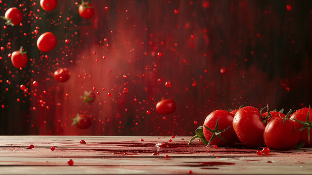 La Tomatina Product Montage: Tomato Sauce Splatter Background