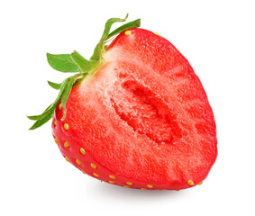 Sliced strawberry isolated on white background. macro. clipping path