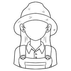 faceless woman farmer illustration hand drawn outline vector	
