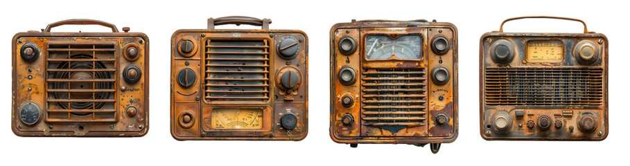 old interior radio, interior props isolated on a transparent PNG background, white background , Generative Ai - obrazy, fototapety, plakaty