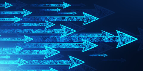 Abstract growing arrows on blue texture. Success, progress and result concept. 3D Rendering.