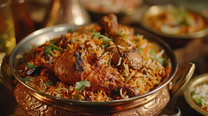 flying Chicken biryani Spicy Indian Hyderabadi biryani,