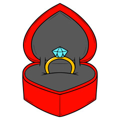 ring jewelry box illustration hand drawn isolated vector	