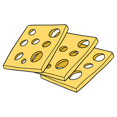 cheese slice illustration hand drawn isolated vector	